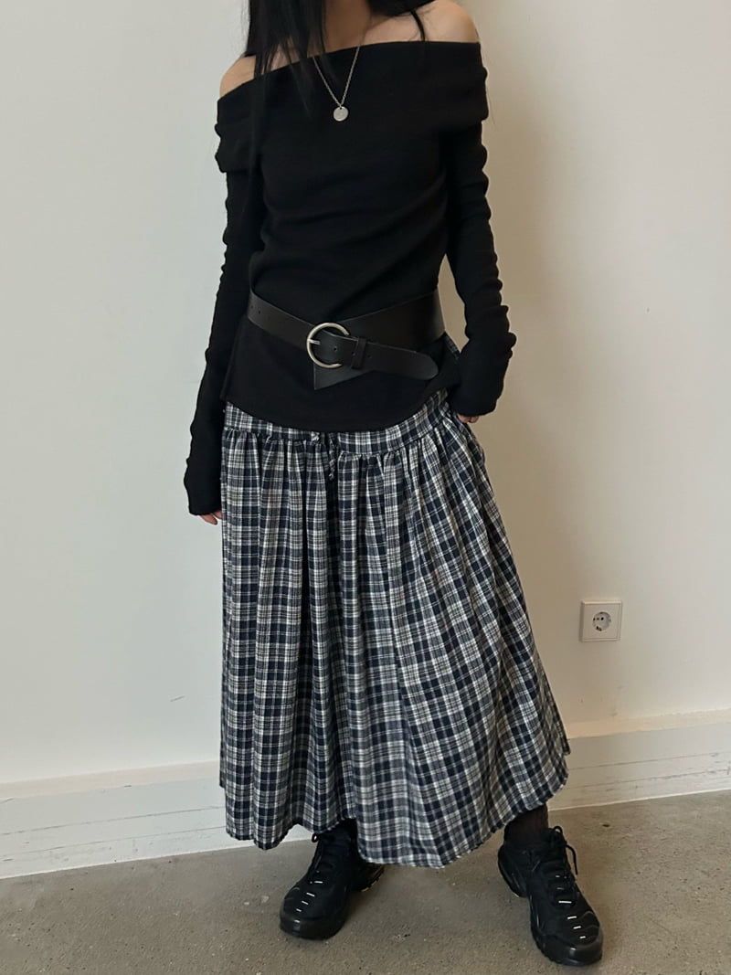 Buckle - Korean Women Fashion - #momslook - Peach Check Long Skirt - 5
