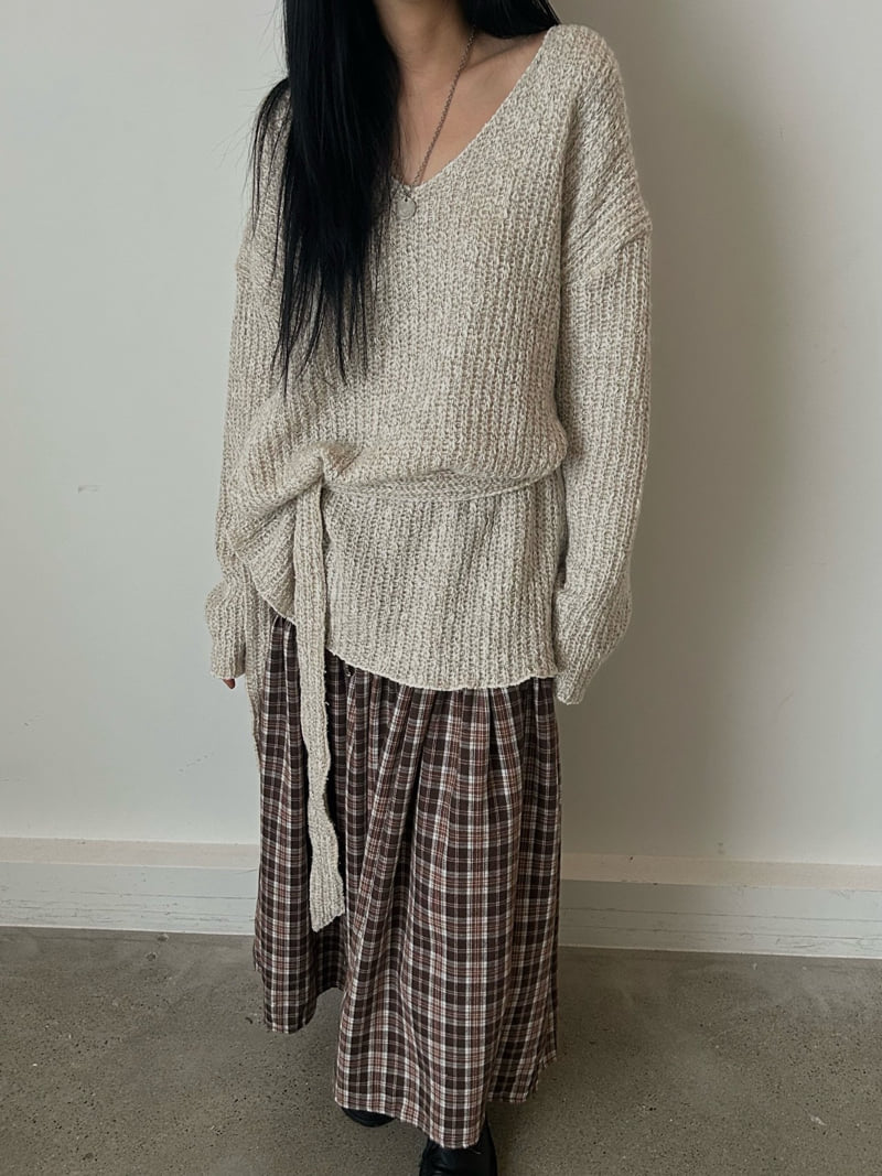 Buckle - Korean Women Fashion - #pursuepretty - Peach Check Long Skirt - 9