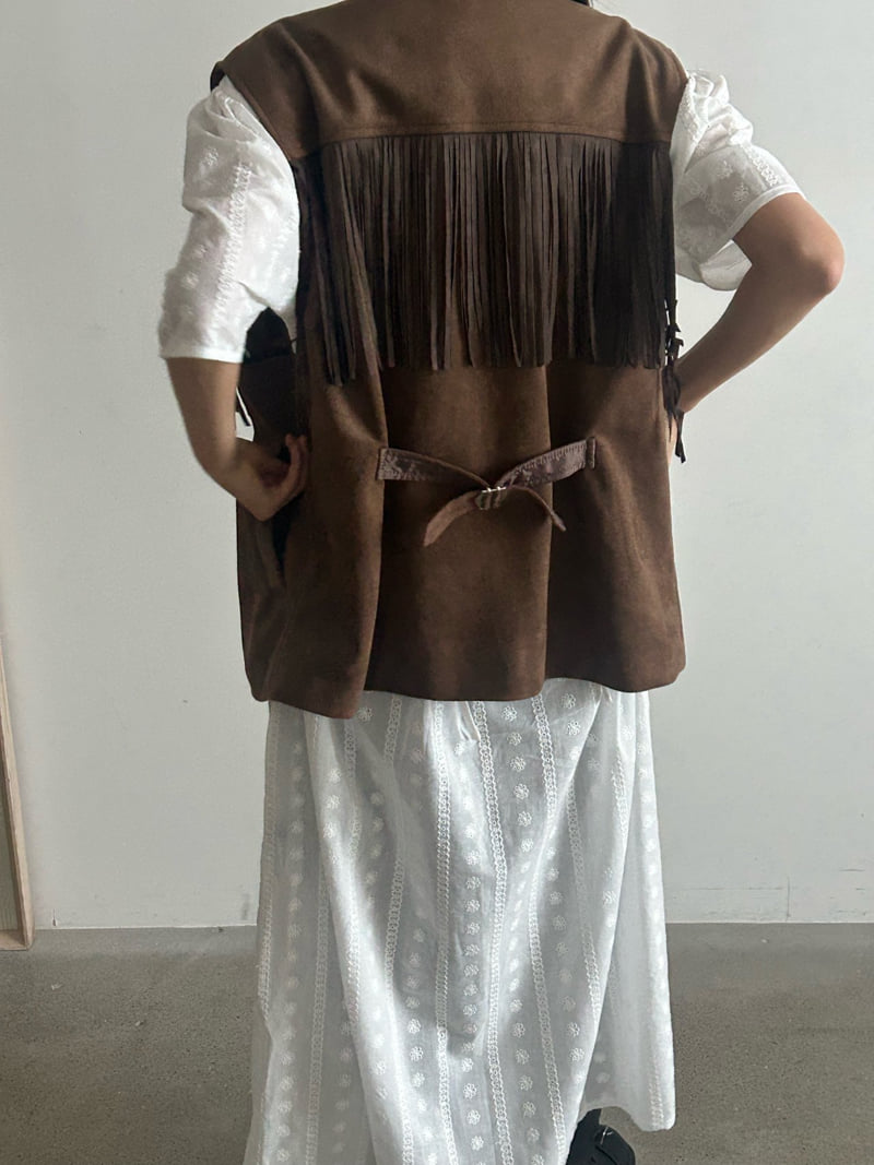 Buckle - Korean Women Fashion - #vintageinspired - Fringe Vest - 10