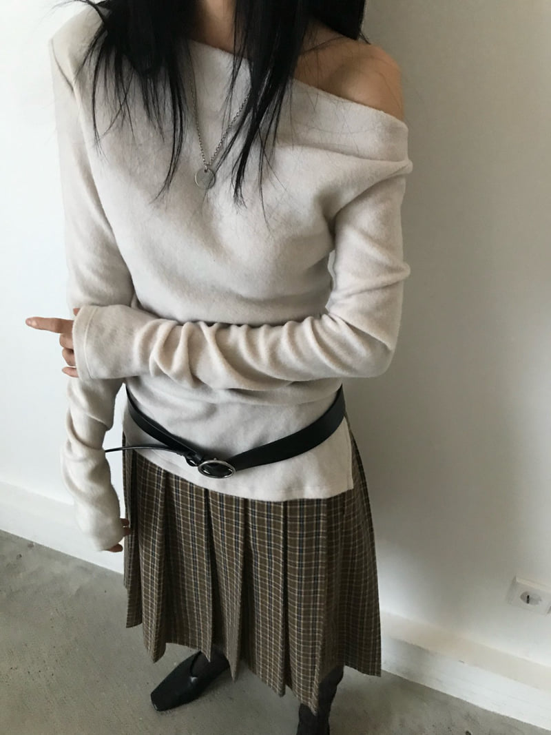 Buckle - Korean Women Fashion - #vintageinspired - Peach Soft Boatneck Tee - 8