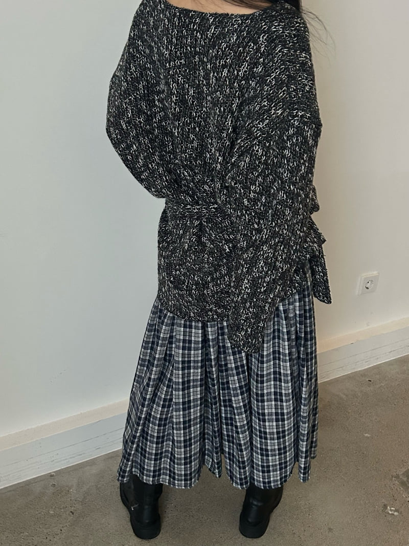 Buckle - Korean Women Fashion - #vintageinspired - Peach Check Long Skirt - 7