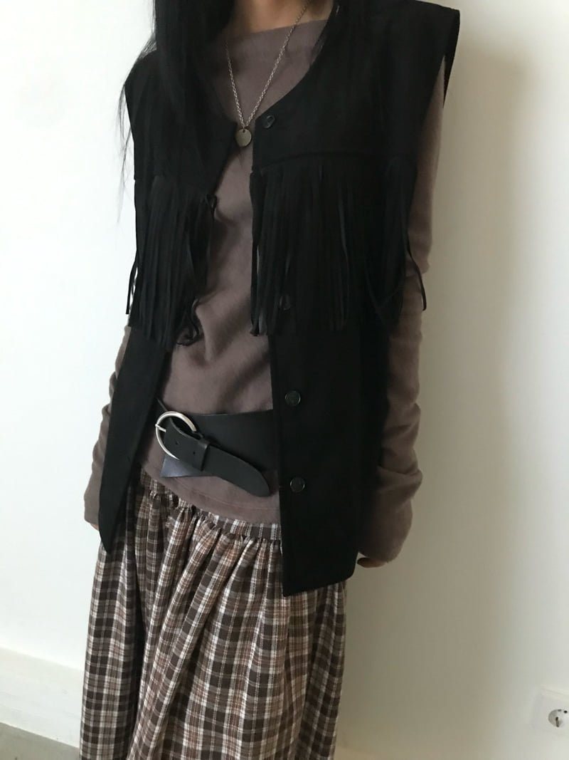 Buckle - Korean Women Fashion - #vintagekidsstyle - Fringe Vest - 11