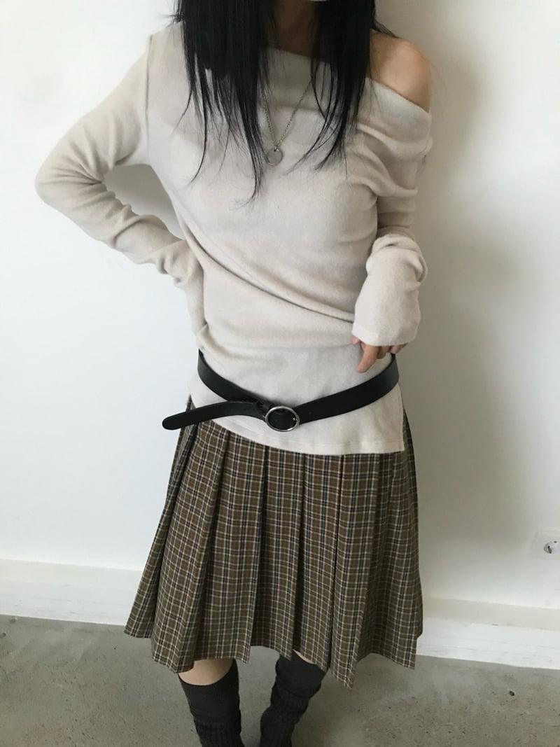 Buckle - Korean Women Fashion - #womensfashion - Peach Soft Boatneck Tee - 7