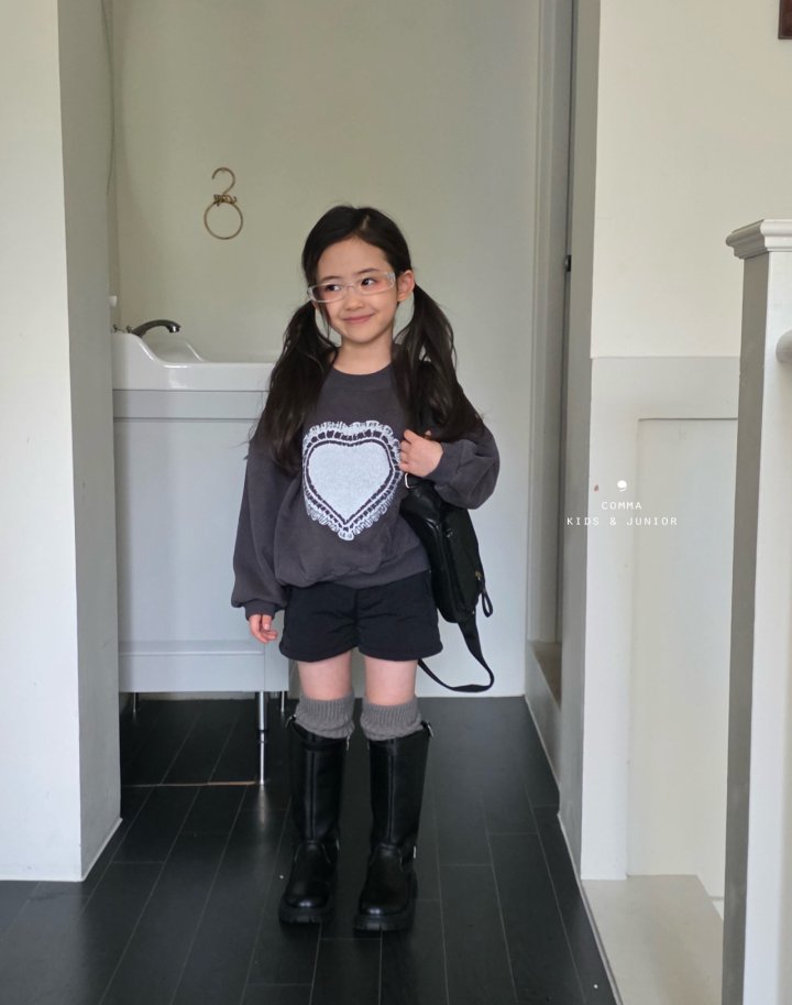 Comma - Korean Children Fashion - #minifashionista - Heart Print Sweatshirt
