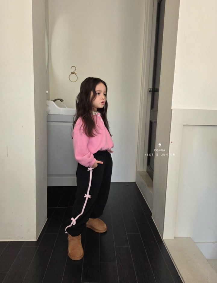 Comma - Korean Children Fashion - #minifashionista - Velvet Ribbon Jogger Pants - 6