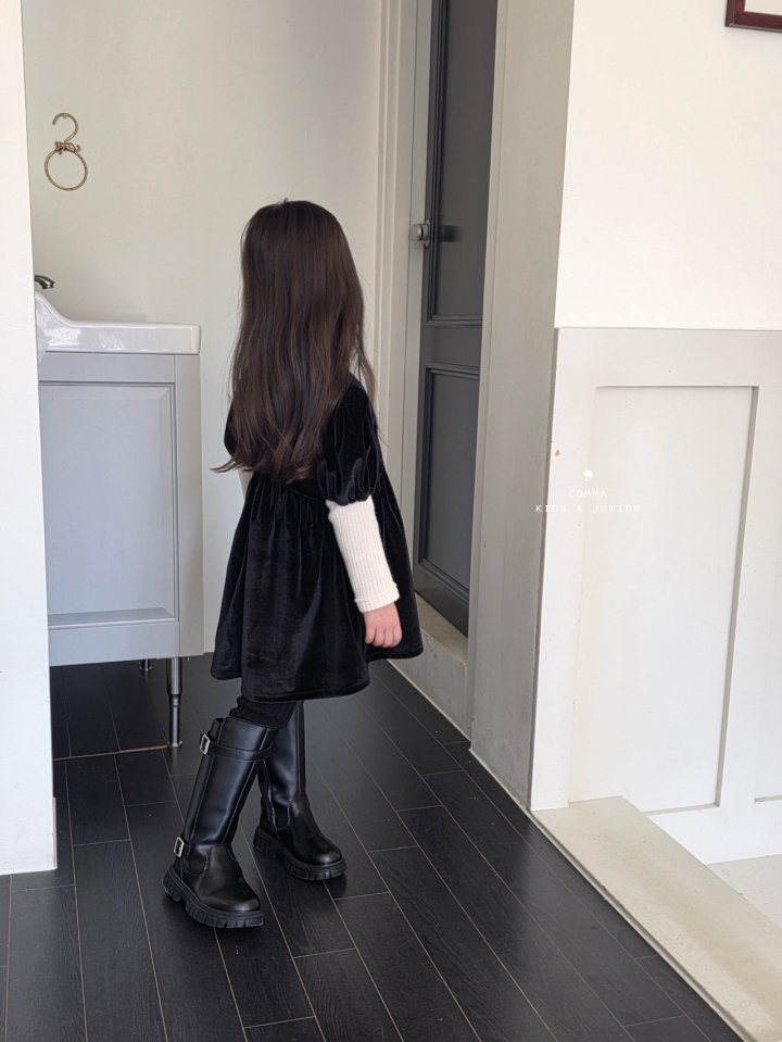 Comma - Korean Children Fashion - #minifashionista - Velvet One-piece (Junior) - 4