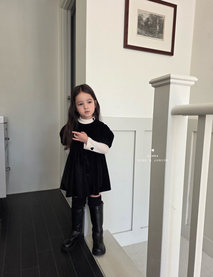 Comma - Korean Children Fashion - #stylishchildhood - Velvet One-piece (Junior) - 7