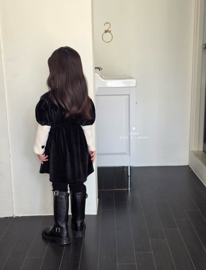 Comma - Korean Children Fashion - #todddlerfashion - Velvet One-piece (Junior) - 5