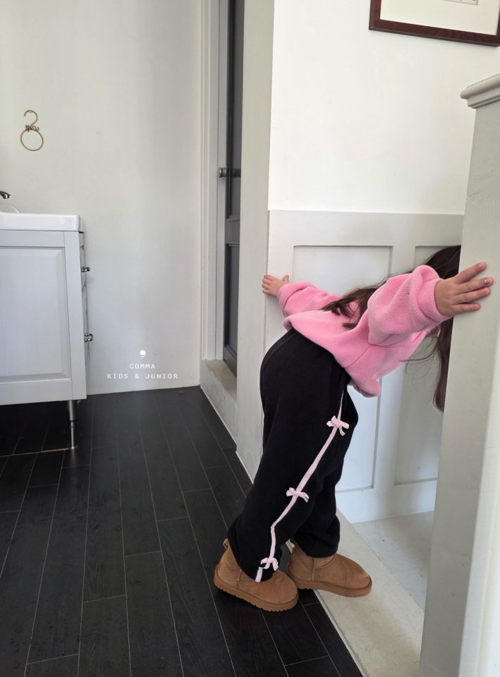 Comma - Korean Children Fashion - #todddlerfashion - Velvet Ribbon Jogger Pants - 8