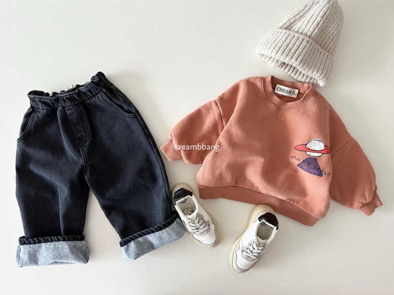 Cream Bbang - Korean Children Fashion - #childofig - Fleece Denim Wide Pants - 10