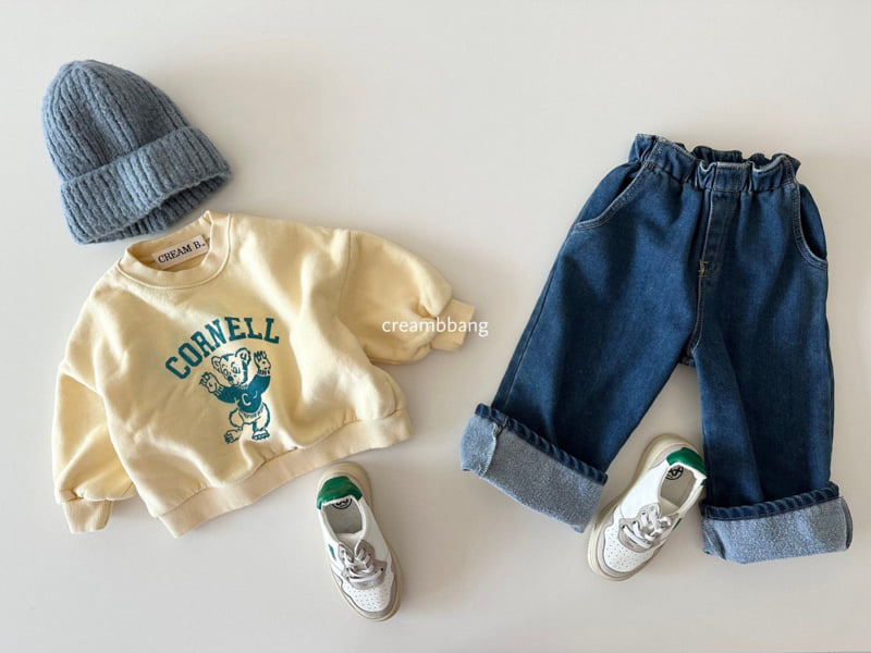 Cream Bbang - Korean Children Fashion - #designkidswear - Fleece Denim Wide Pants - 12