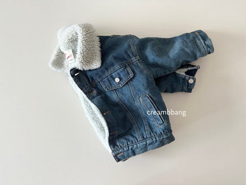 Cream Bbang - Korean Children Fashion - #discoveringself - Bonding Denim Jacket - 12