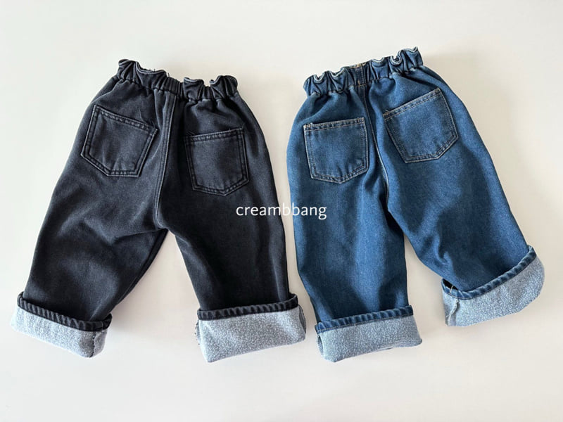 Cream Bbang - Korean Children Fashion - #littlefashionista - Fleece Denim Wide Pants - 3