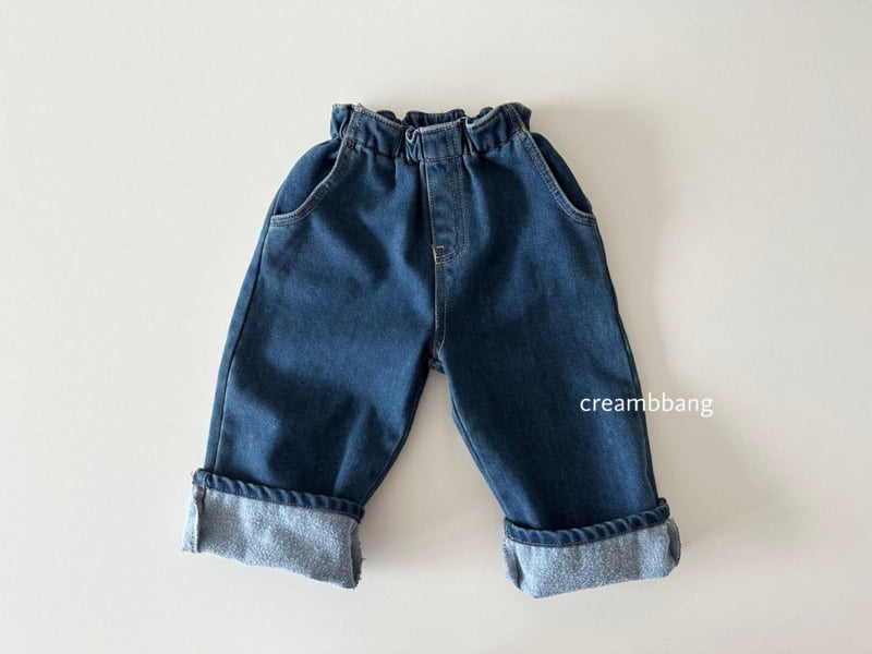 Cream Bbang - Korean Children Fashion - #littlefashionista - Fleece Denim Wide Pants - 4