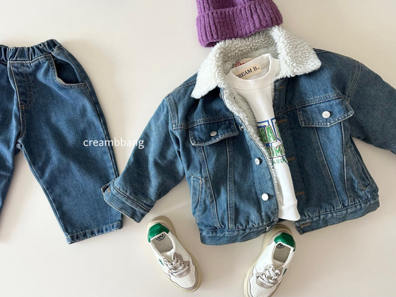 Cream Bbang - Korean Children Fashion - #stylishchildhood - Bonding Denim Jacket - 8