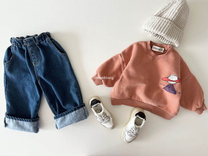 Cream Bbang - Korean Children Fashion - #toddlerclothing - Fleece Denim Wide Pants - 8