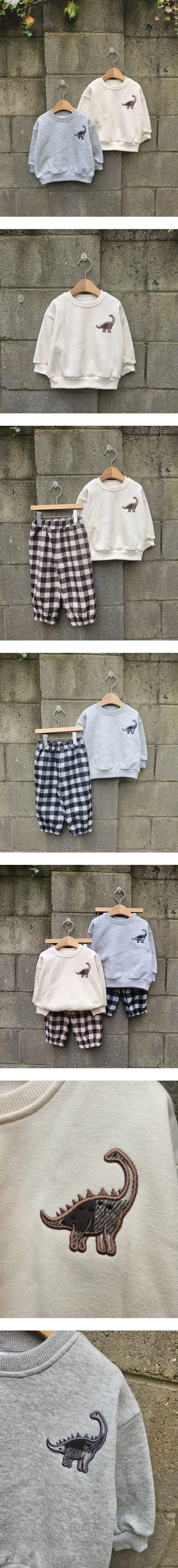 Dazzling - Korean Children Fashion - #kidsshorts - Dino Embroidery Tee