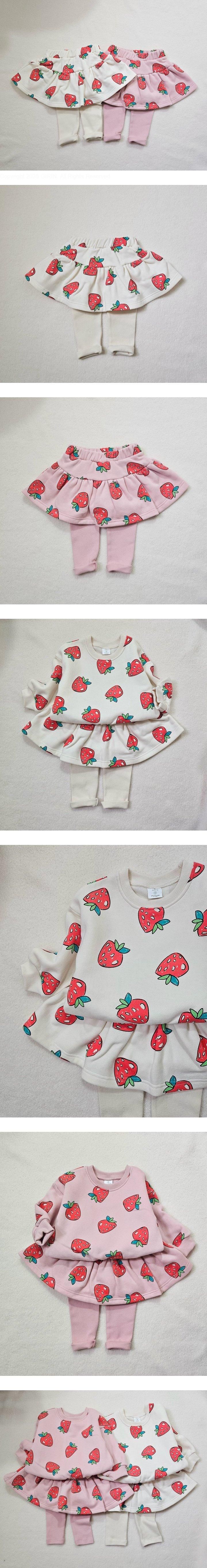 Dazzling - Korean Children Fashion - #kidsstore - Strawberry Skirt Leggings