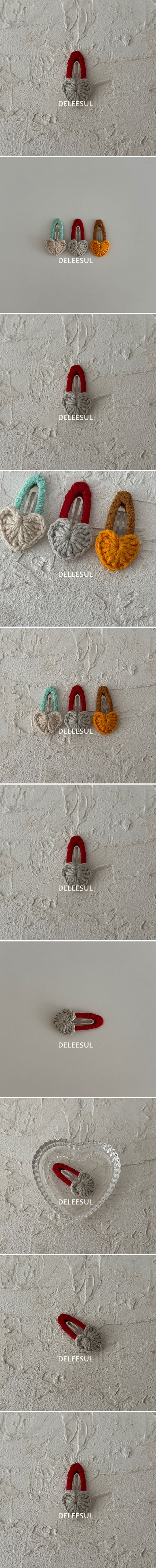 Deleesul - Korean Children Fashion - #childrensboutique - Crochet Mini Heart Snap Clip (Gray Heart)