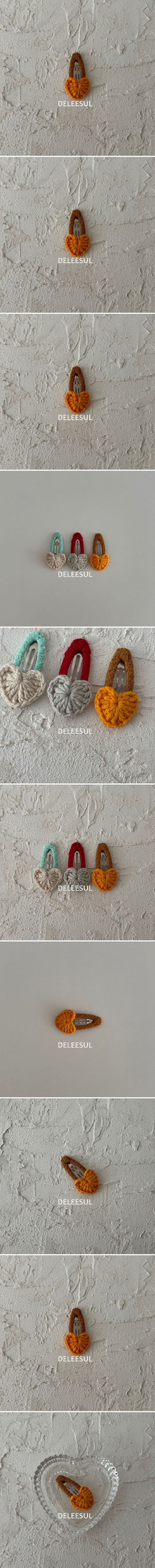 Deleesul - Korean Children Fashion - #designkidswear - Crochet Mini Heart Snap Clip (Mustard)