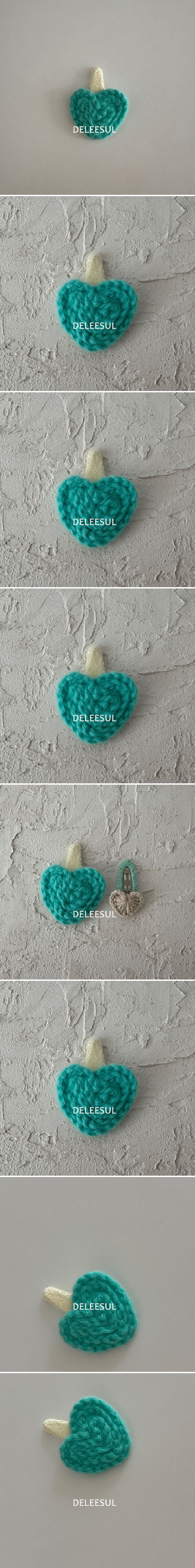 Deleesul - Korean Children Fashion - #fashionkids - Crochet Big Heart Snap Clip (Mint)