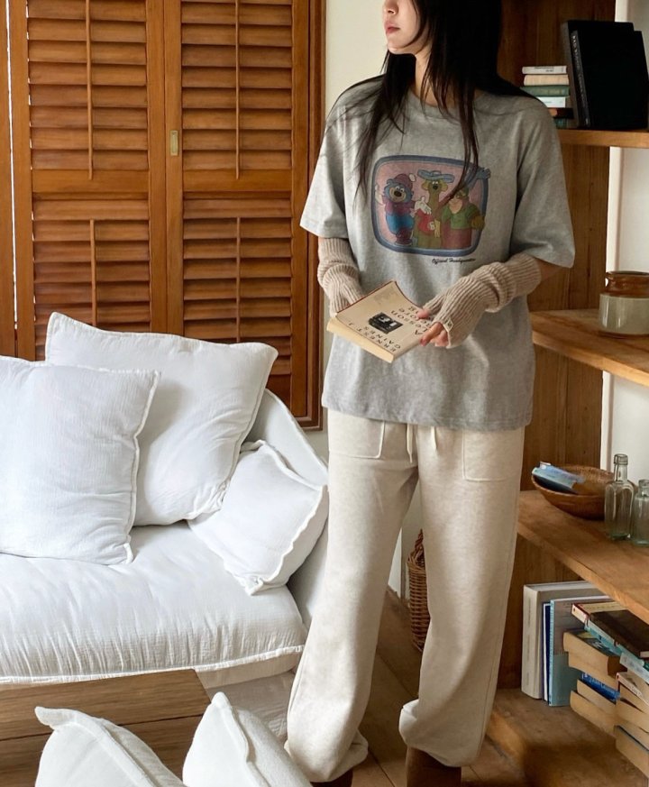 Diana - Korean Women Fashion - #momslook - Peach Bear Tee - 10