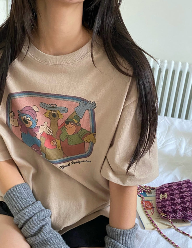 Diana - Korean Women Fashion - #momslook - Peach Bear Tee - 12