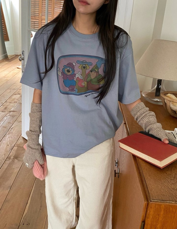Diana - Korean Women Fashion - #momslook - Peach Bear Tee - 8
