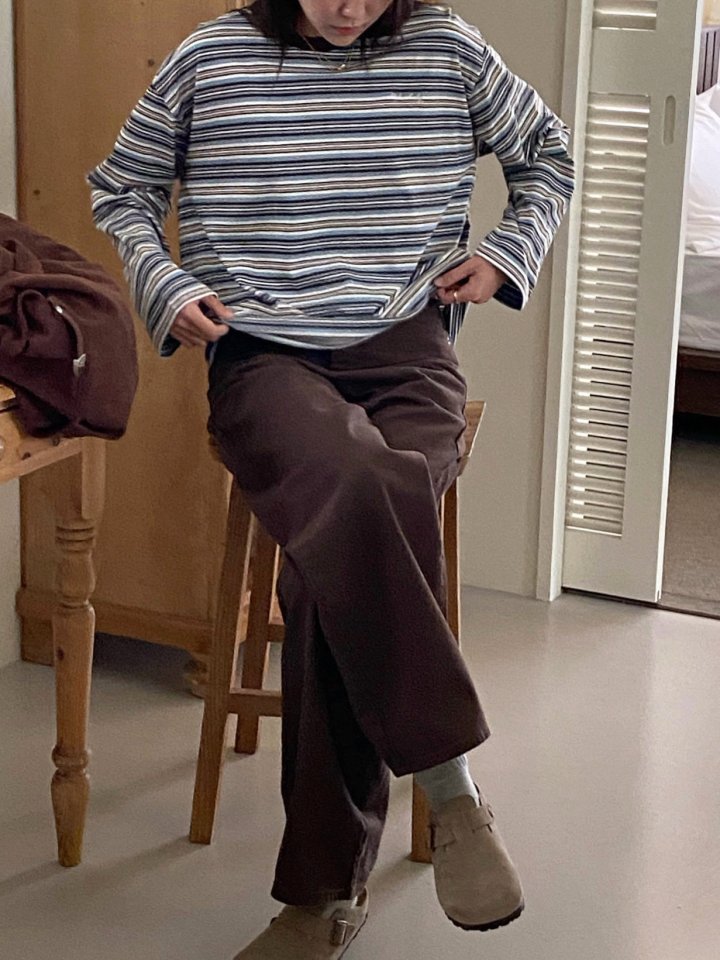 Diana - Korean Women Fashion - #momslook - Melange Stripe Tee - 11