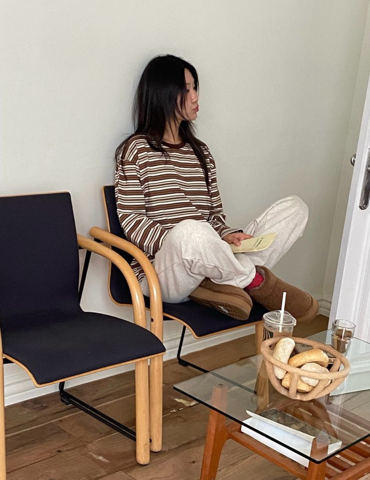 Diana - Korean Women Fashion - #momslook - Melange Stripe Tee - 3