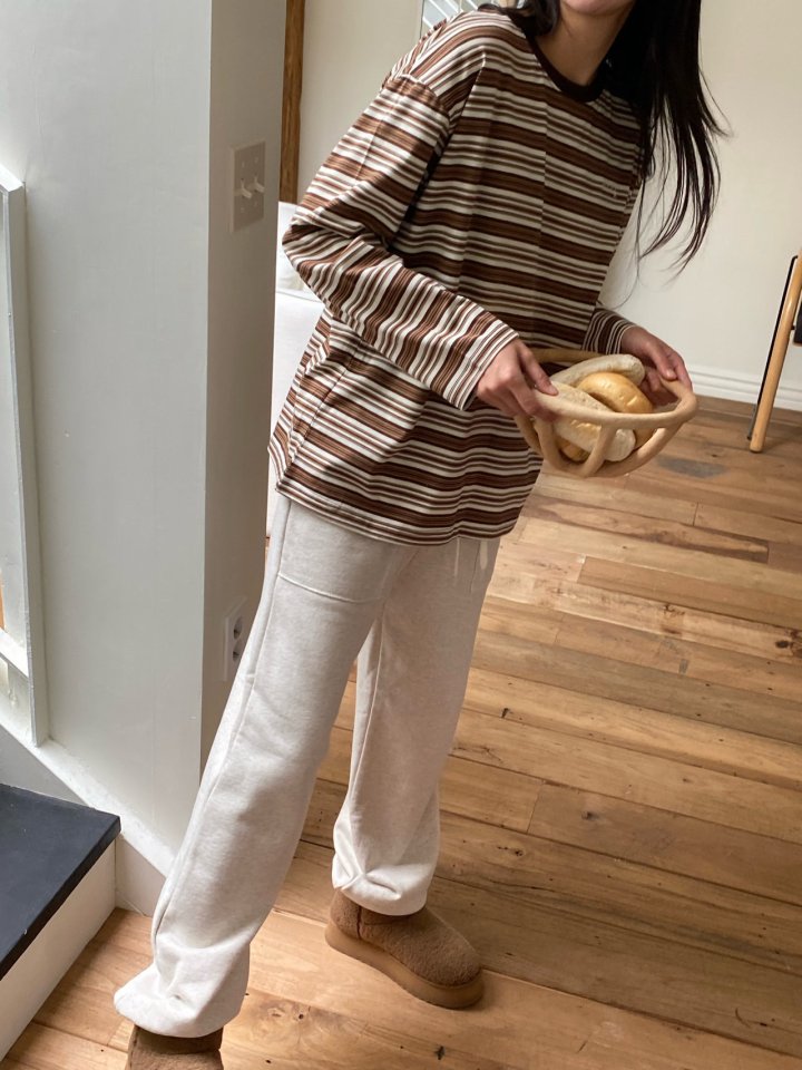 Diana - Korean Women Fashion - #momslook - Melange Stripe Tee - 7