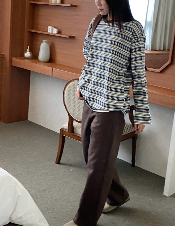 Diana - Korean Women Fashion - #momslook - Melange Stripe Tee - 9