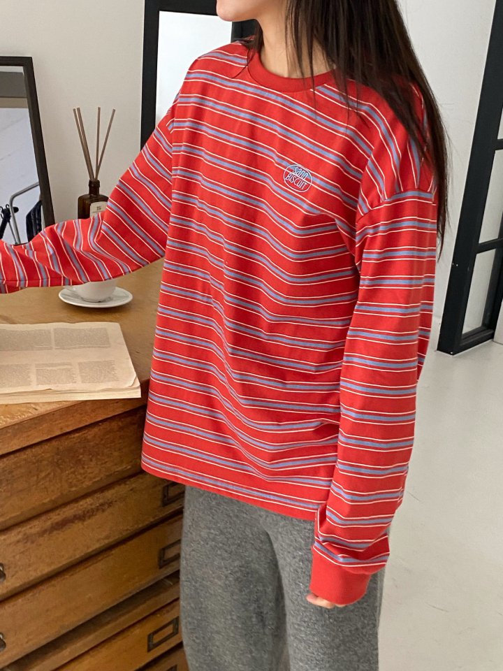 Diana - Korean Women Fashion - #momslook - Biscuit Stripe Tee - 2