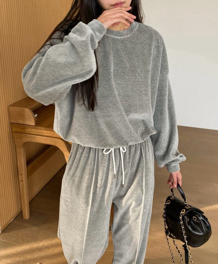 Diana - Korean Women Fashion - #momslook - New Velour Sweatshirt - 9