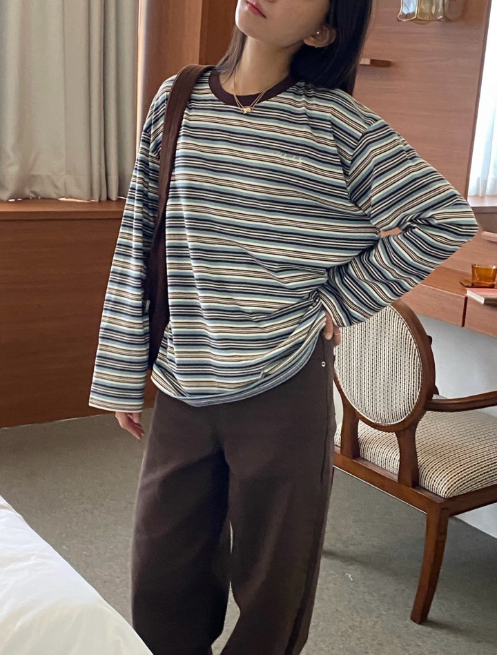 Diana - Korean Women Fashion - #womensfashion - Melange Stripe Tee - 10