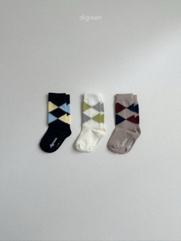Digreen - Korean Children Fashion - #Kfashion4kids - Argyle Socks Set - 3