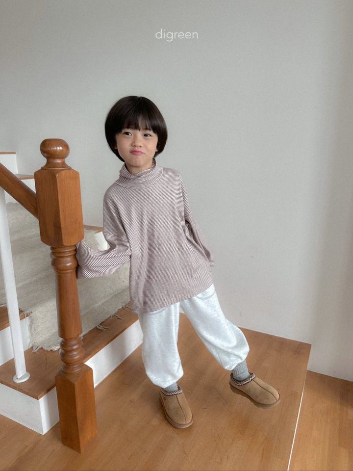 Digreen - Korean Children Fashion - #Kfashion4kids - Loose Fit Stripe Turtleneck Tee - 9