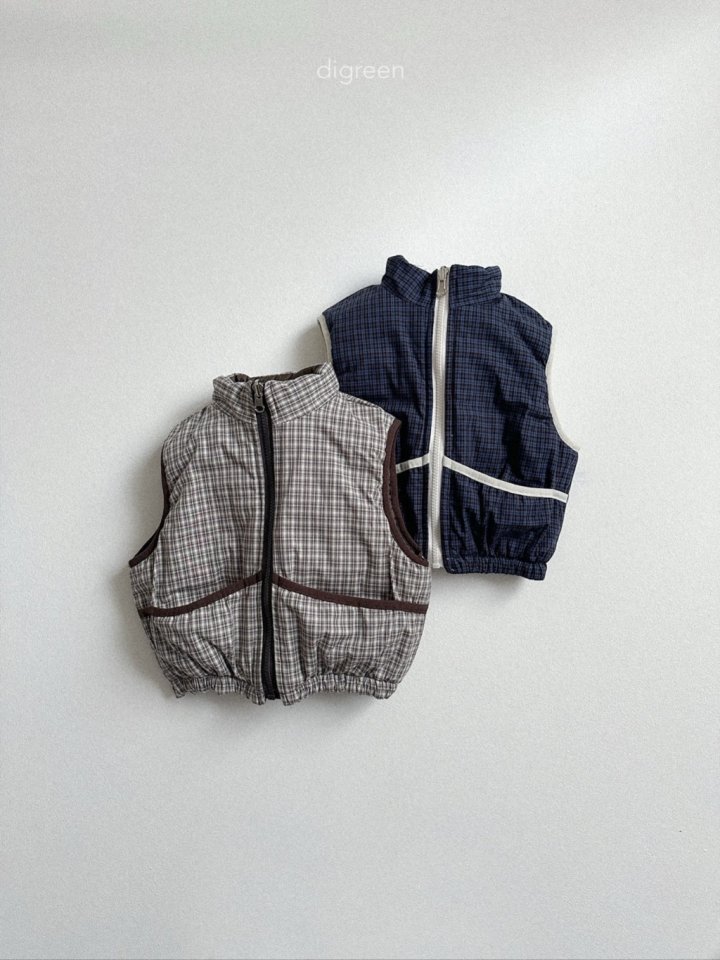 Digreen - Korean Children Fashion - #Kfashion4kids - Reversible Check Vest