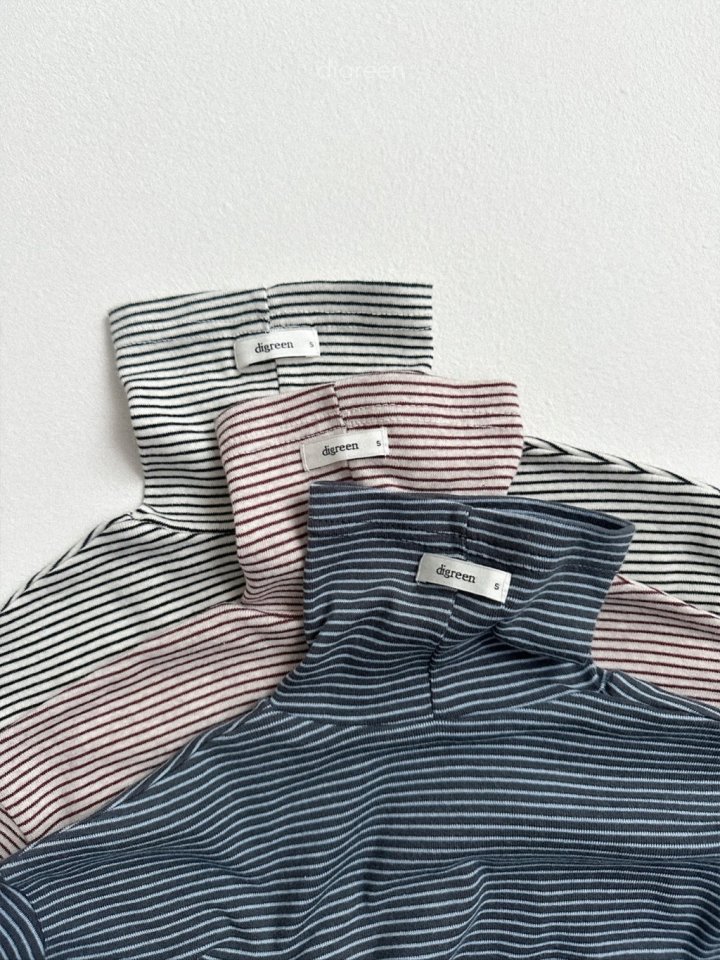 Digreen - Korean Children Fashion - #designkidswear - Loose Fit Stripe Turtleneck Tee - 3