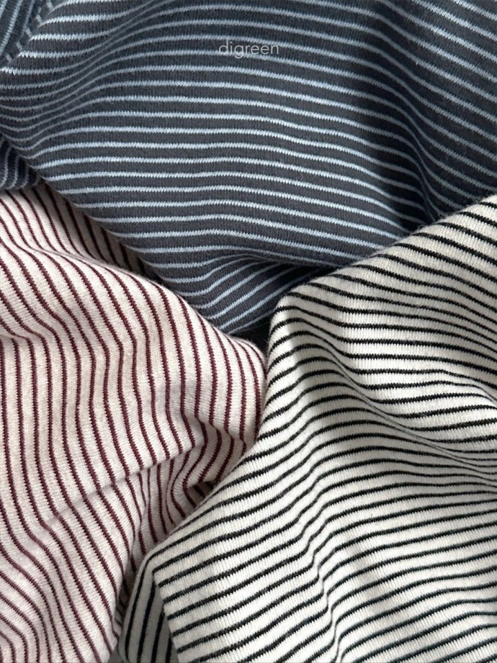 Digreen - Korean Children Fashion - #designkidswear - Loose Fit Stripe Turtleneck Tee - 4