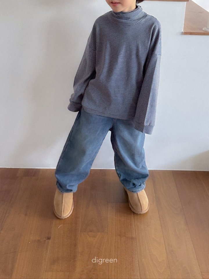 Digreen - Korean Children Fashion - #kidsstore - Loose Fit Stripe Turtleneck Tee - 7