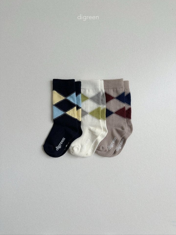 Digreen - Korean Children Fashion - #kidzfashiontrend - Argyle Socks Set - 2