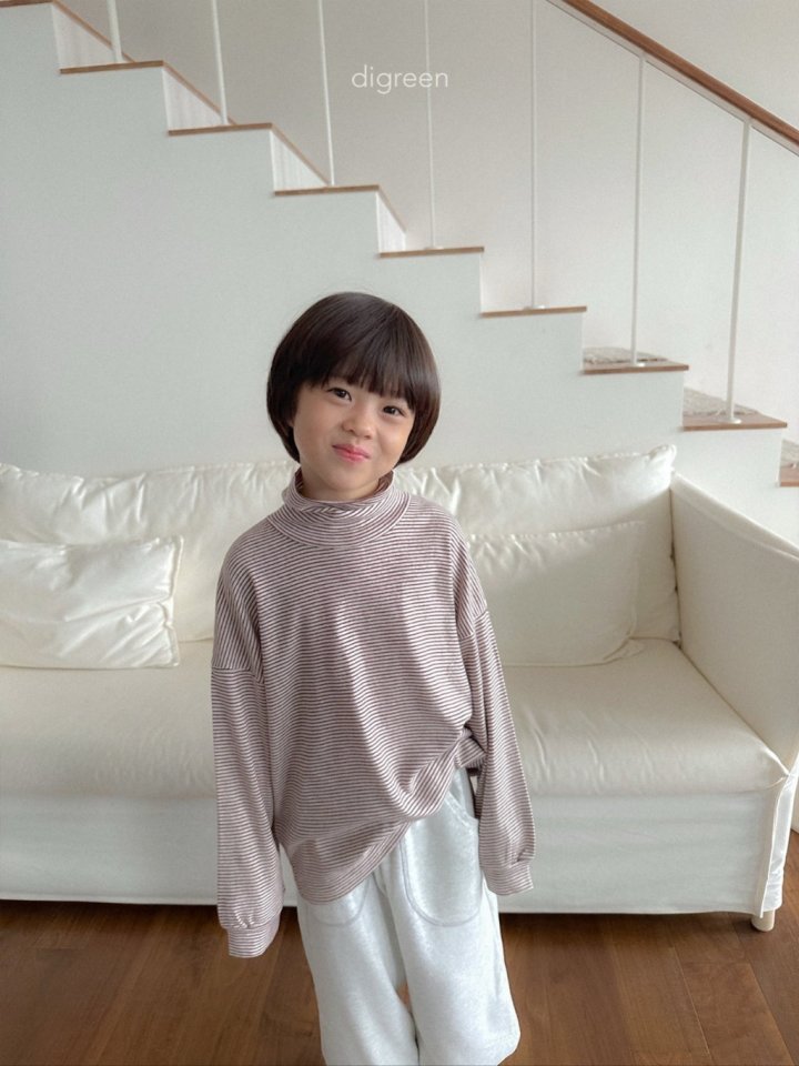 Digreen - Korean Children Fashion - #kidzfashiontrend - Loose Fit Stripe Turtleneck Tee - 8