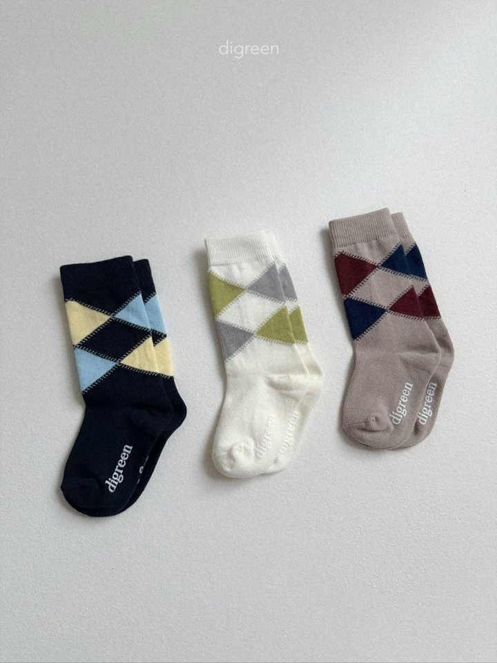 Digreen - Korean Children Fashion - #Kfashion4kids - Argyle Socks Set - 4