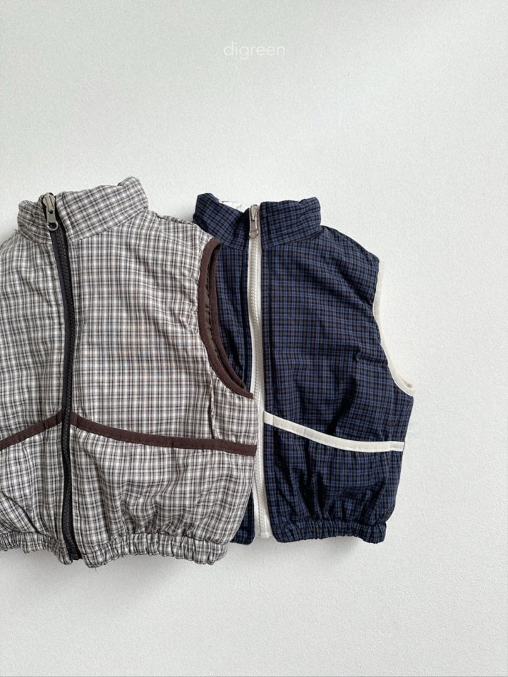 Digreen - Korean Children Fashion - #littlefashionista - Reversible Check Vest - 2