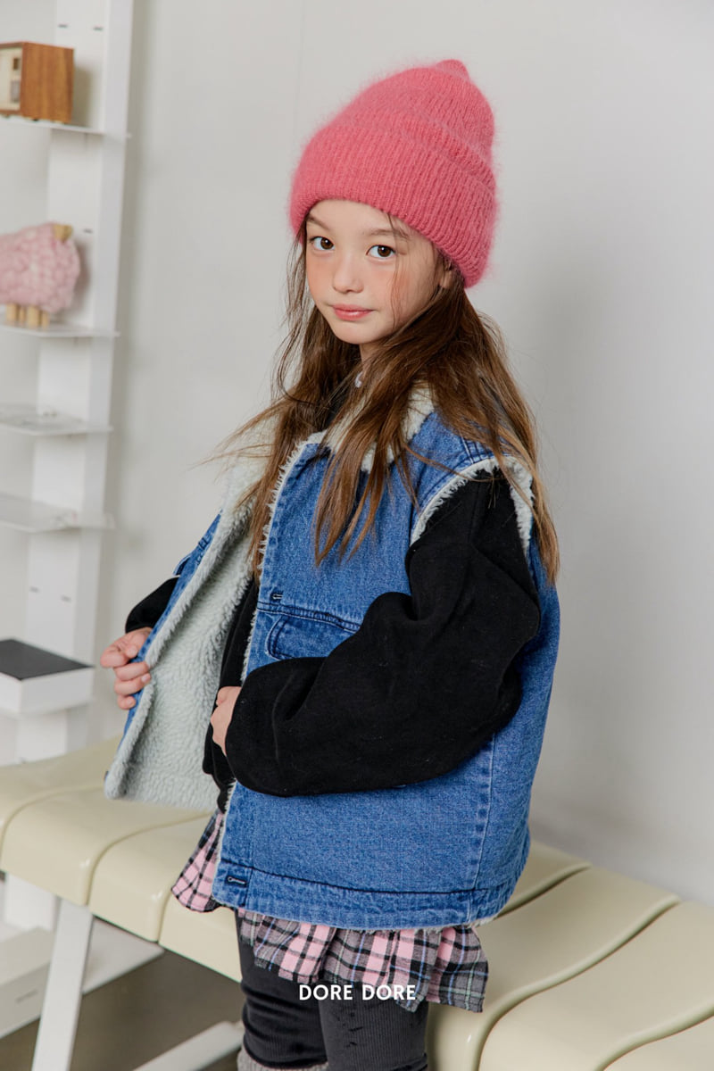 Dore Dore - Korean Children Fashion - #Kfashion4kids - Teddy Button Denim Vest - 11