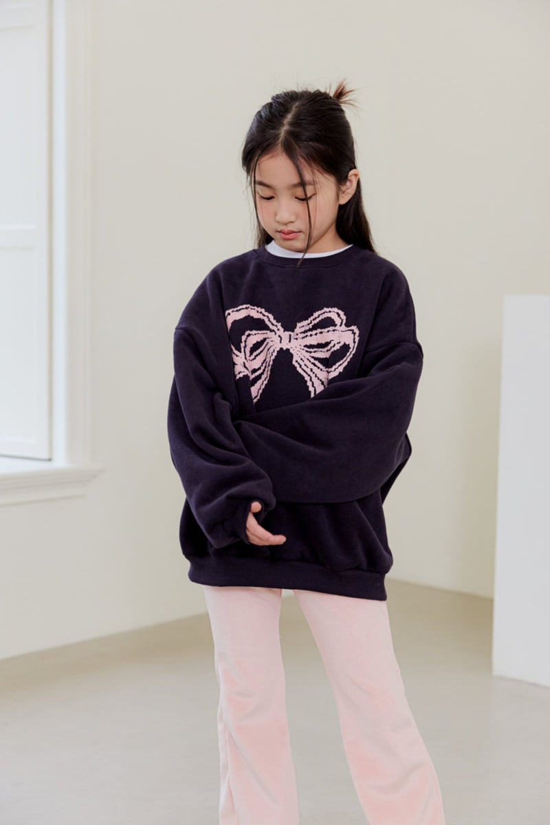 Dore Dore - Korean Children Fashion - #Kfashion4kids - Big Ribbon Fleece Sweatshirt