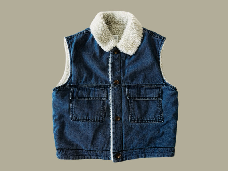 Dore Dore - Korean Children Fashion - #childofig - Teddy Button Denim Vest - 3