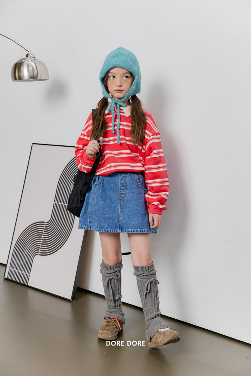 Dore Dore - Korean Children Fashion - #childofig - Striped Collar Fleece Tee - 10