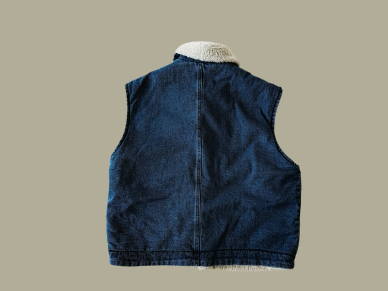 Dore Dore - Korean Children Fashion - #childofig - Teddy Button Denim Vest - 4
